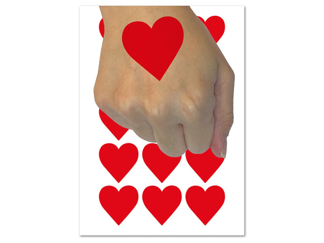 Card Suit Hearts Temporary Tattoo Water Resistant Fake Body Art Set Collection (1 Sheet)